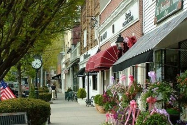 Greenwich Avenue in downtown Greenwich, Connecticut, USA Stock